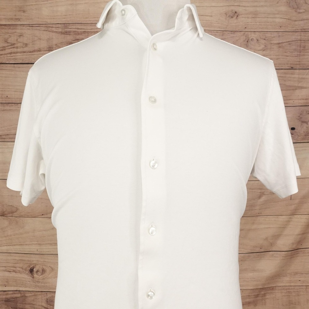 Daniel Cremieux Shirt Mens L White Short Sleeve Button-Up Supima Cotton Casual